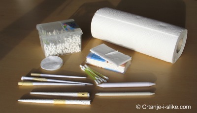 Papirni štapići i ostali pribor za razmazivanje grafita
